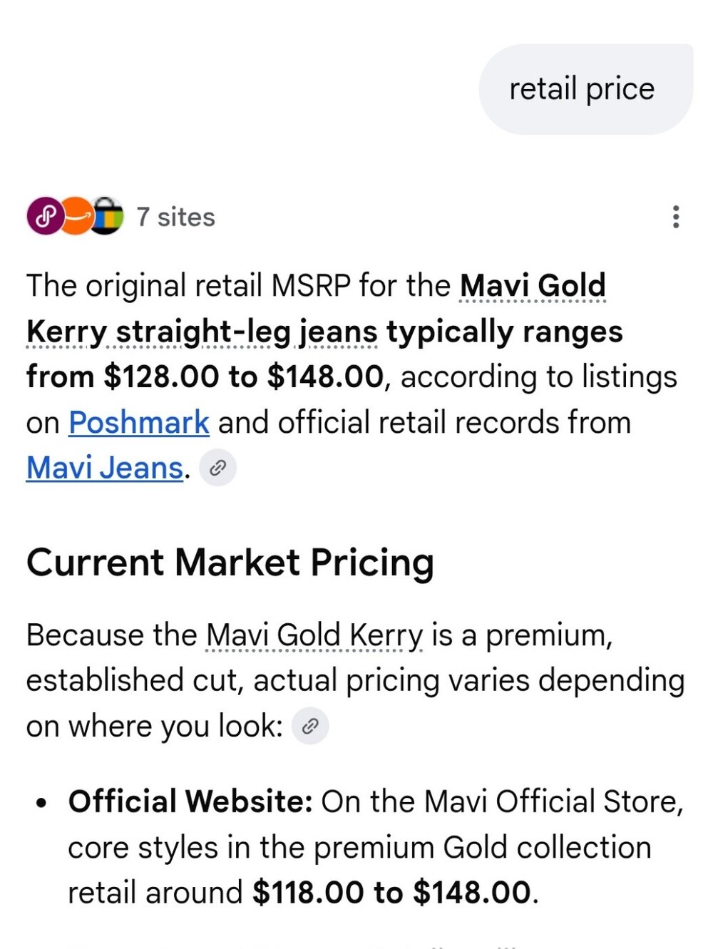 MAVI GOLD KERRY JEANS - 27/33 = MID-RISE STRAIGHT LEG - MSRP $150 - NWT - Picture 13 of 13